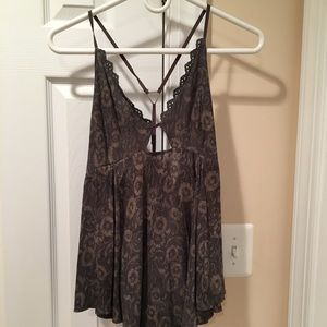 Boho Olive and brown tank top